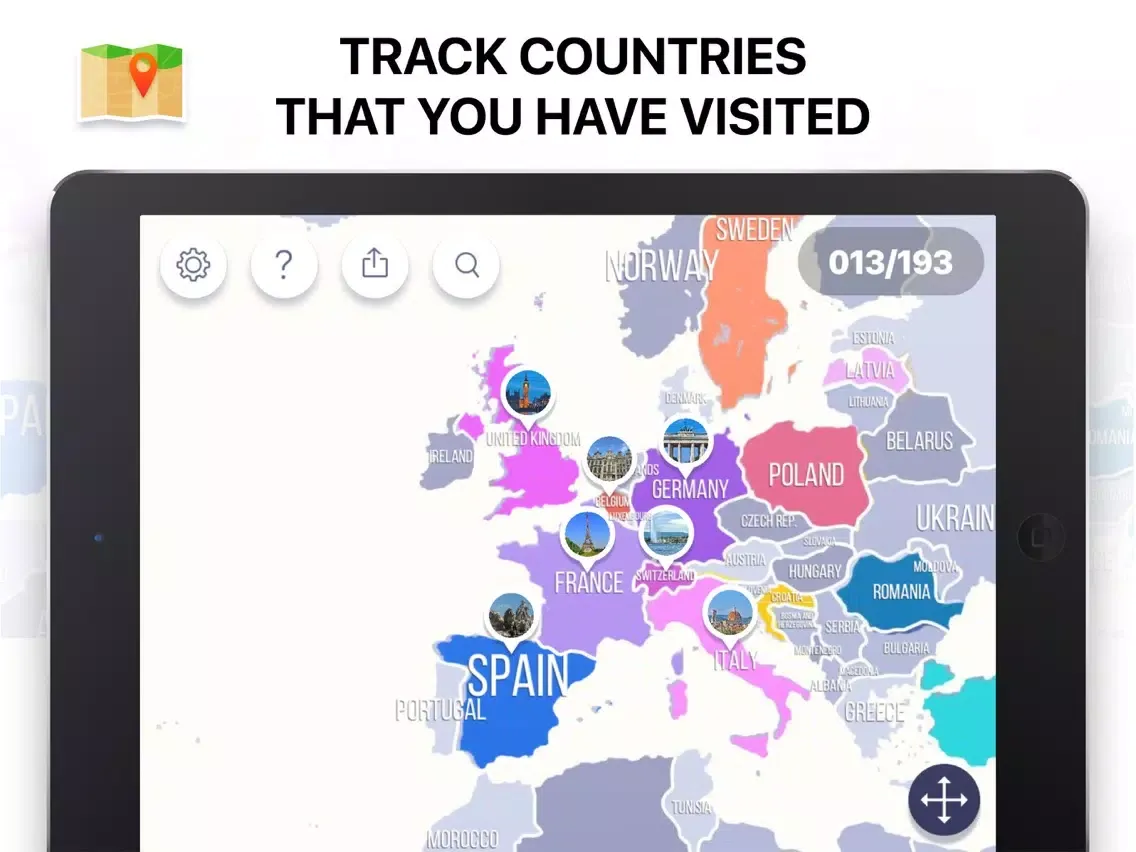 Tangkapan layar Visited Countries Map Triplog iPad 