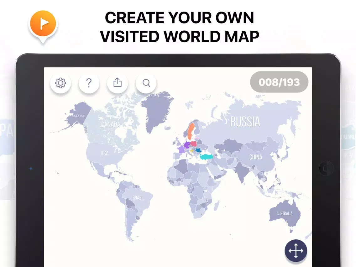 Tangkapan layar Visited Countries Map Triplog iPad 