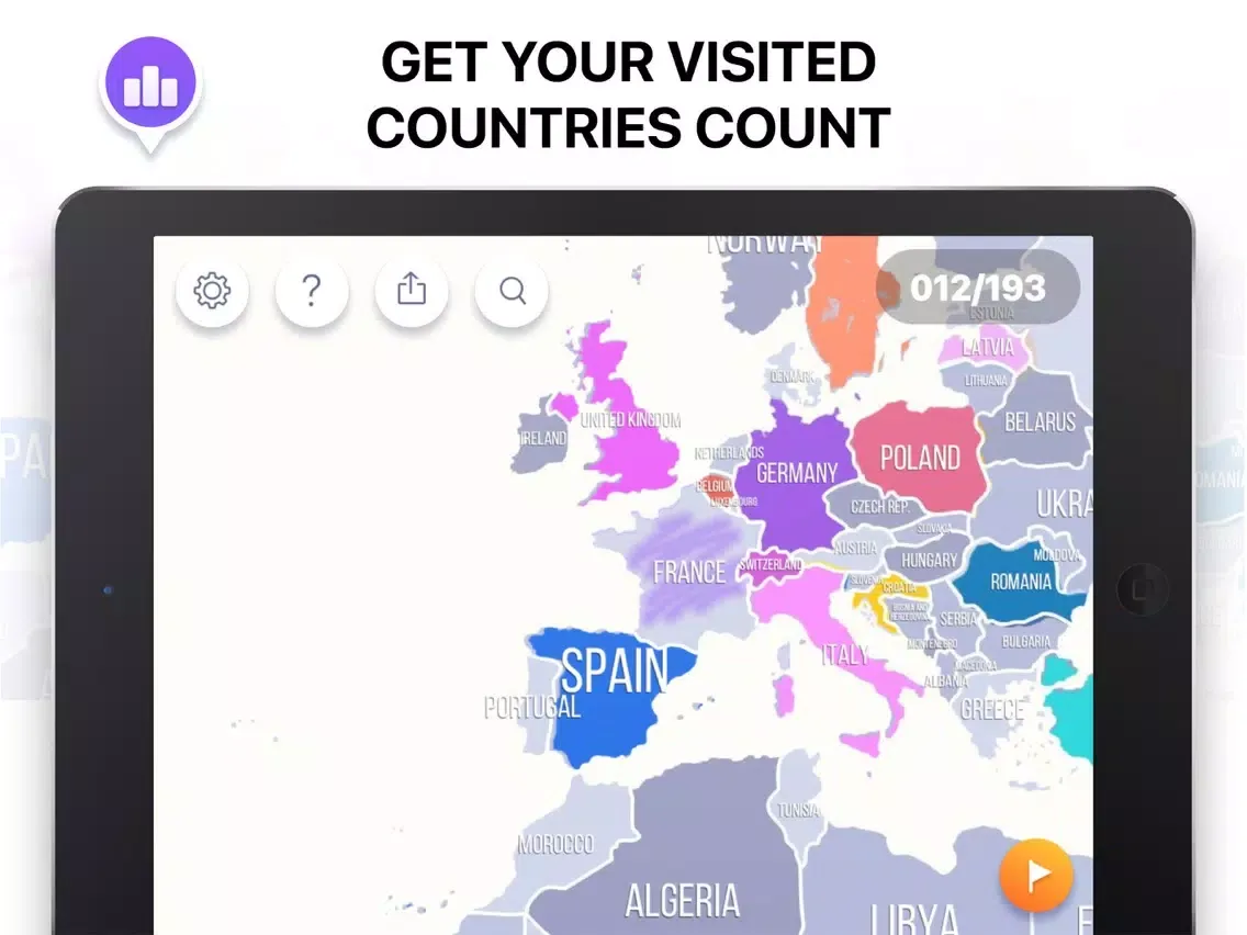 Tangkapan layar Visited Countries Map Triplog iPad 