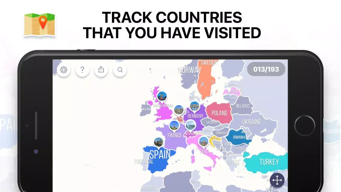 Tangkapan layar Visited Countries Map Triplog