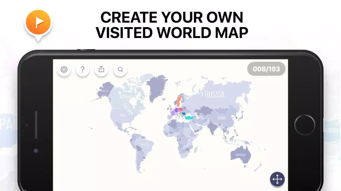 Tangkapan layar Visited Countries Map Triplog
