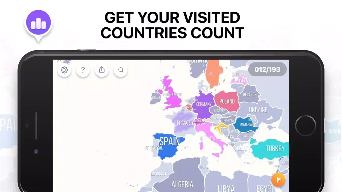 Tangkapan layar Visited Countries Map Triplog