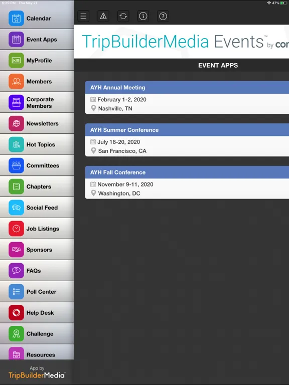 TripBuilder Media Events iPad  Screenshots