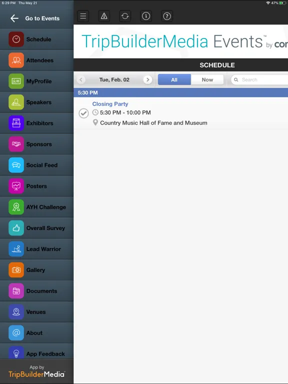 TripBuilder Media Events iPad  Screenshots