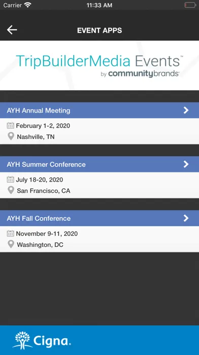 TripBuilder Media Events Screenshots