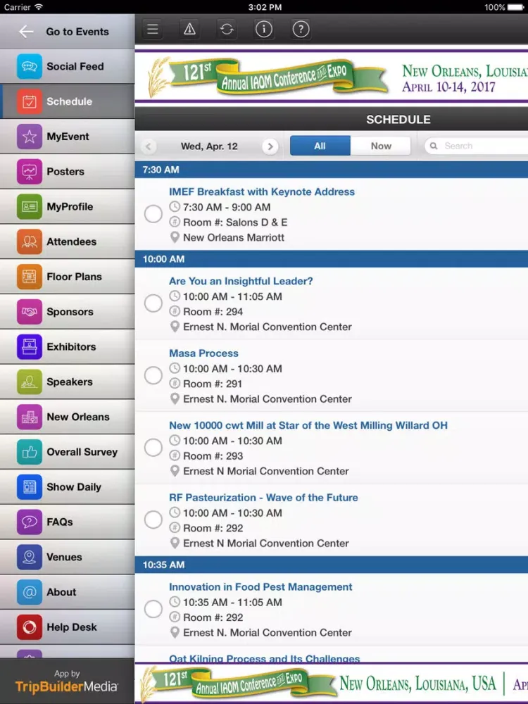 Tangkapan skrin Intl Assn of Operative Millers iPad 