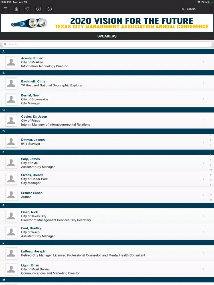 Texas City Management Assoc. iPad  Screenshots