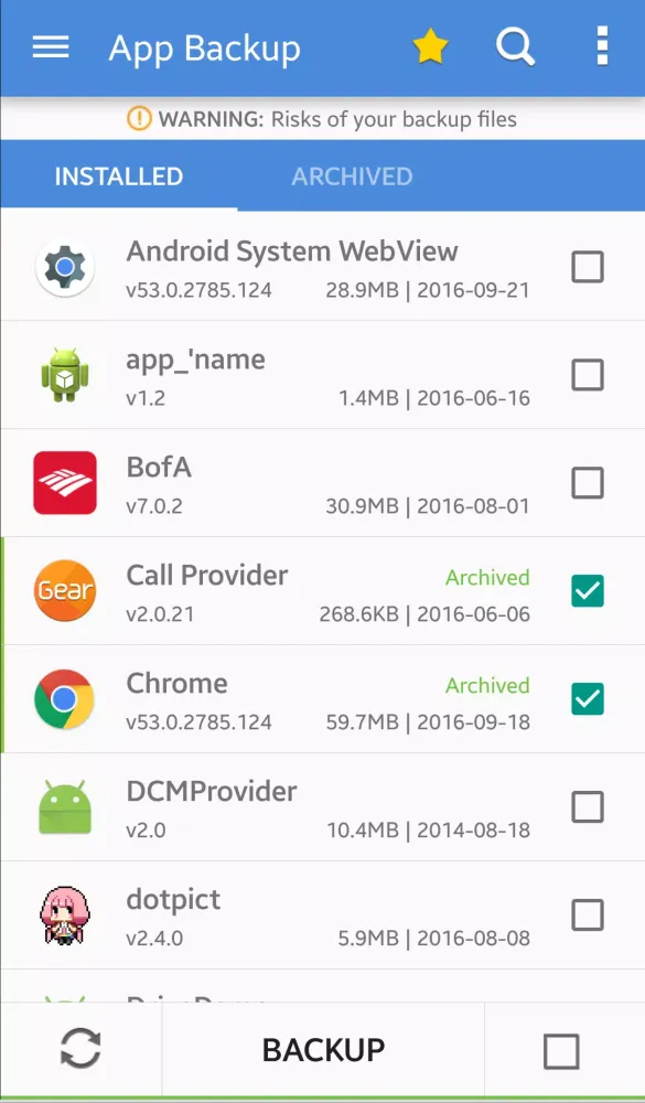 App Backup & Restore Screenshots