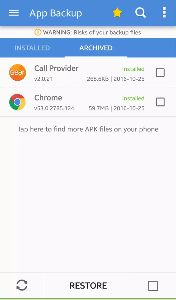 App Backup & Restore Screenshots