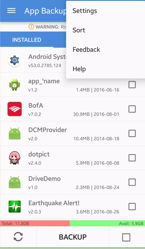 App Backup & Restore Screenshots
