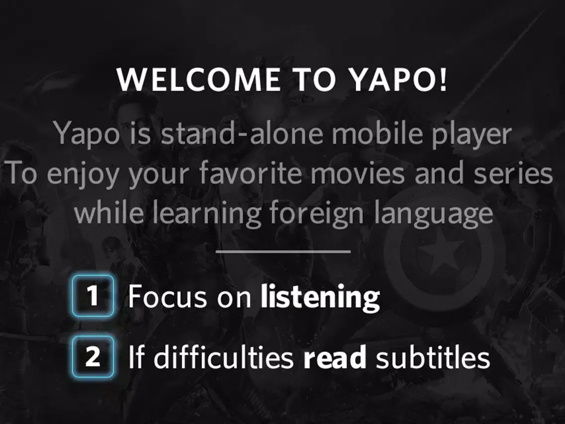 Yapo Video Player: Learn Foreign Language Easy With Your Favorite Movies and Series iPad 应用截图