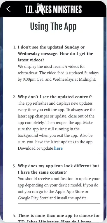Ảnh chụp màn hình của T.D. Jakes Ministries App