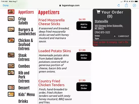 Capturas de tela do Logan's Roadhouse Carolinas iPad 