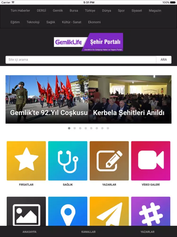 Tangkapan layar GemlikLife iPad 