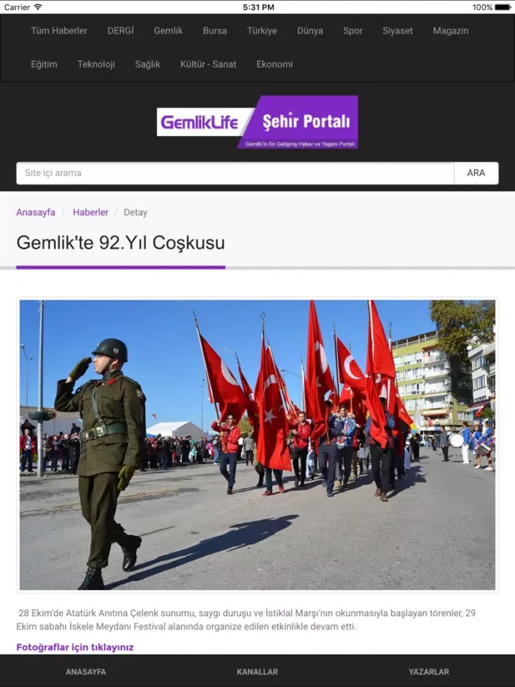 Tangkapan layar GemlikLife iPad 