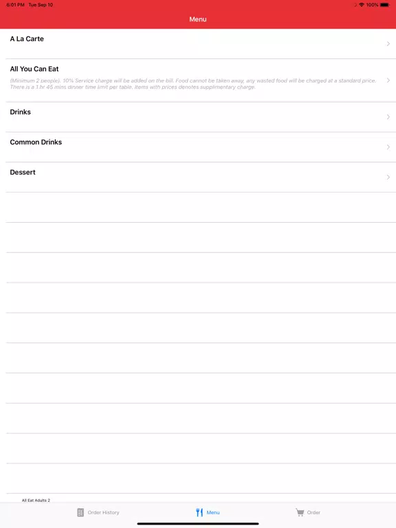ภาพหน้าจอของ Table Ordering iPad 