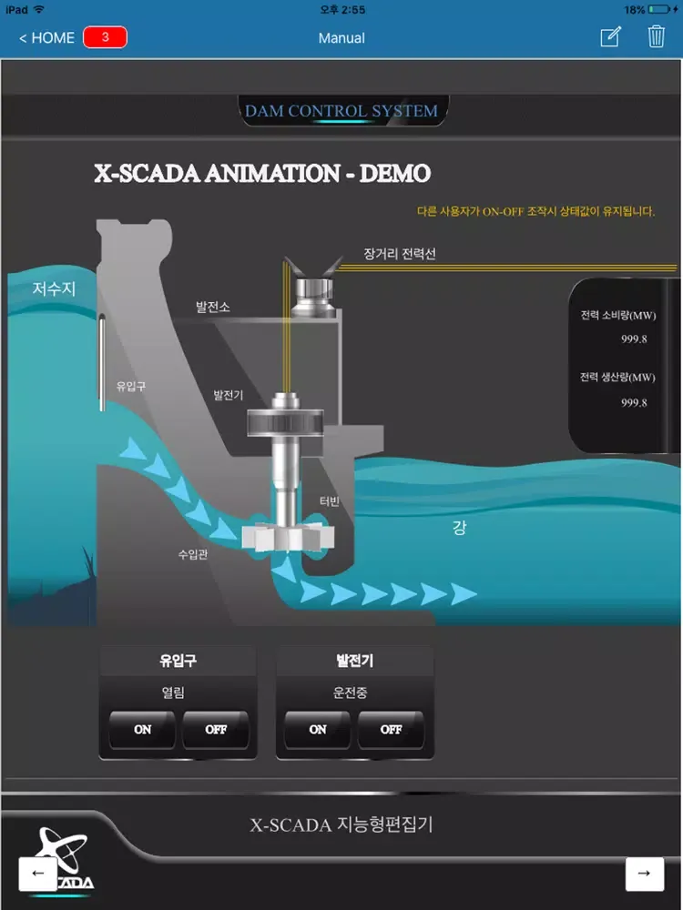 Ảnh chụp màn hình của X-SCADA Mobile iPad 