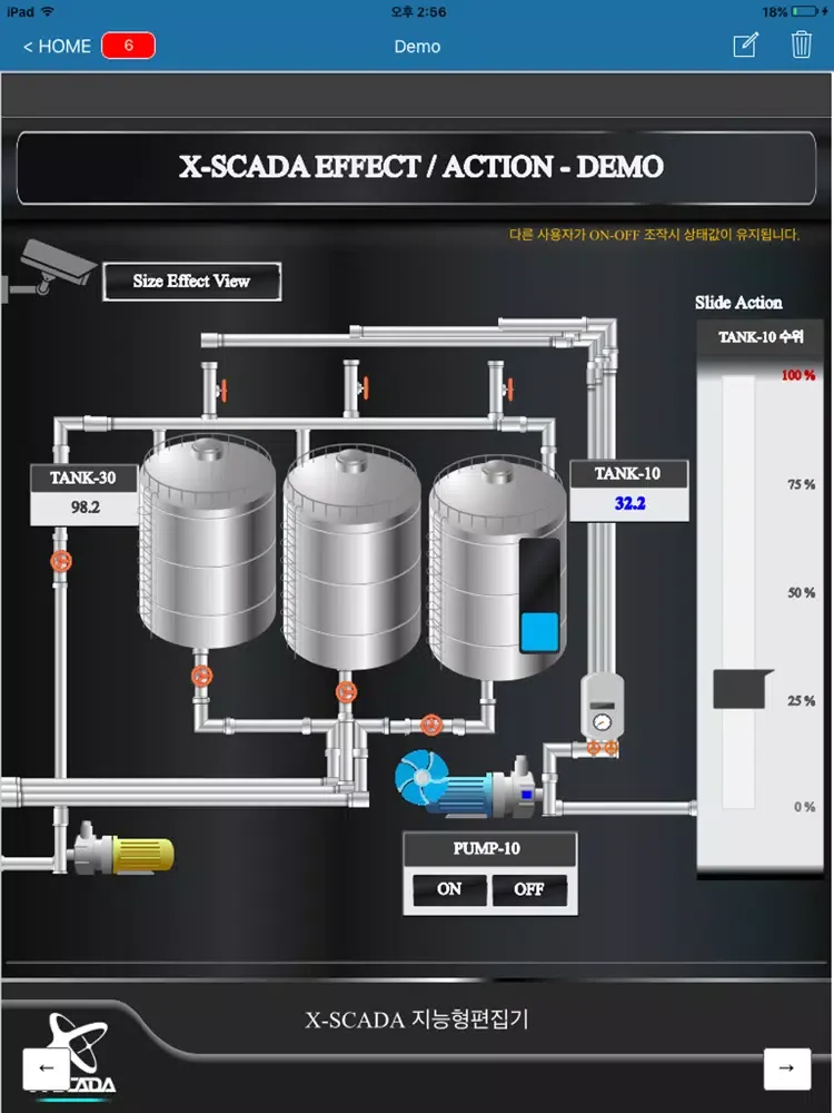 Ảnh chụp màn hình của X-SCADA Mobile iPad 