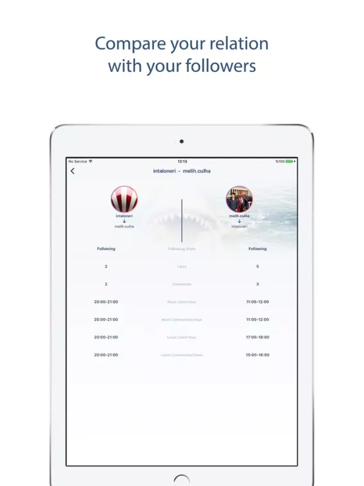 Followers Track, for Instagram iPad  Screenshots