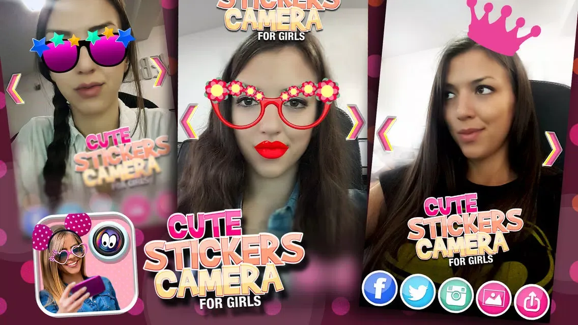 Скриншоты Cute Stickers Camera for Girls: Selfie Picture Decorator & Funny Face Photo Montage