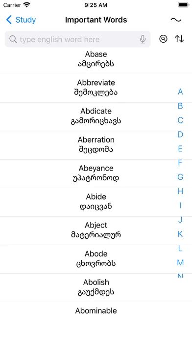 Capturas de tela do Smart Georgian Dictionary