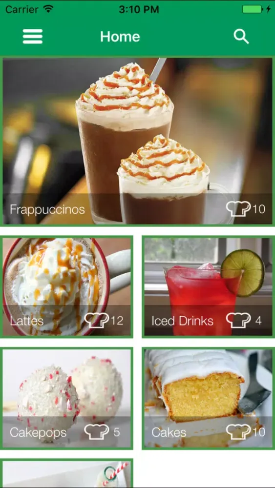 Recipe App for Starbucks Screenshots