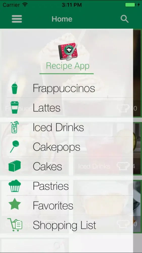 Recipe App for Starbucks Screenshots
