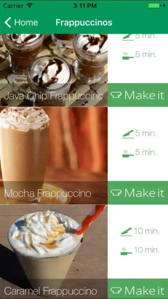 Recipe App for Starbucks Screenshots