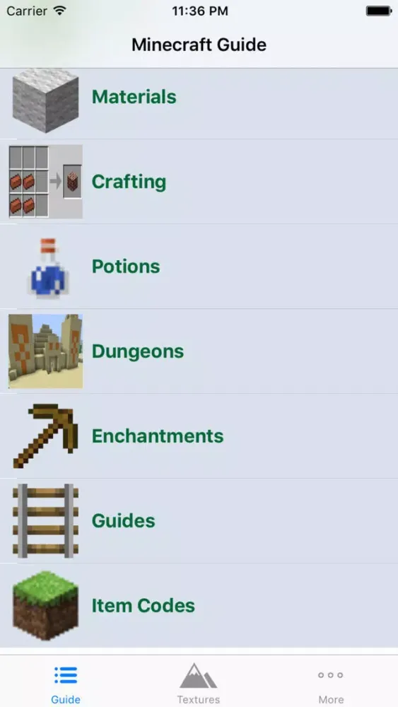 Zrzuty ekranu CraftGuide - Mobs and Textures Guide for Minecraft