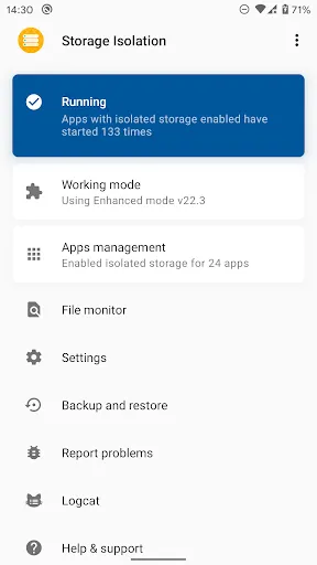 Captures d'écran de Storage Isolation