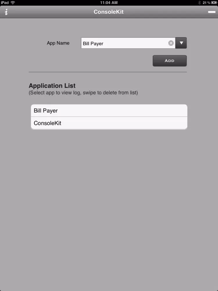 Zrzuty ekranu ConsoleKit iPad 
