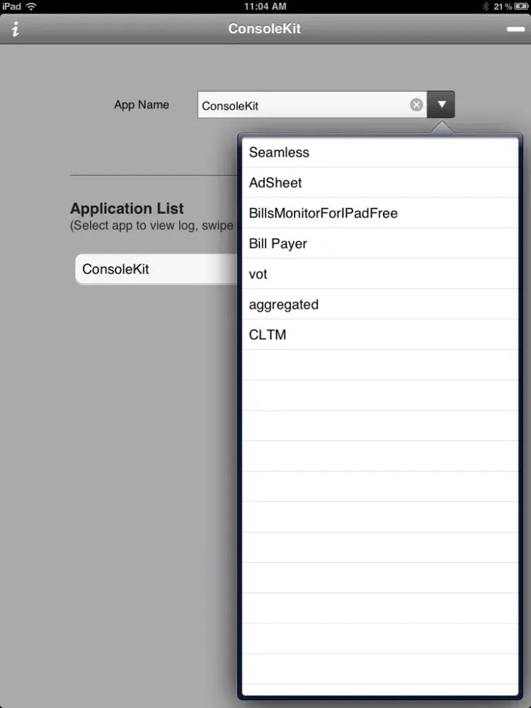 Zrzuty ekranu ConsoleKit iPad 