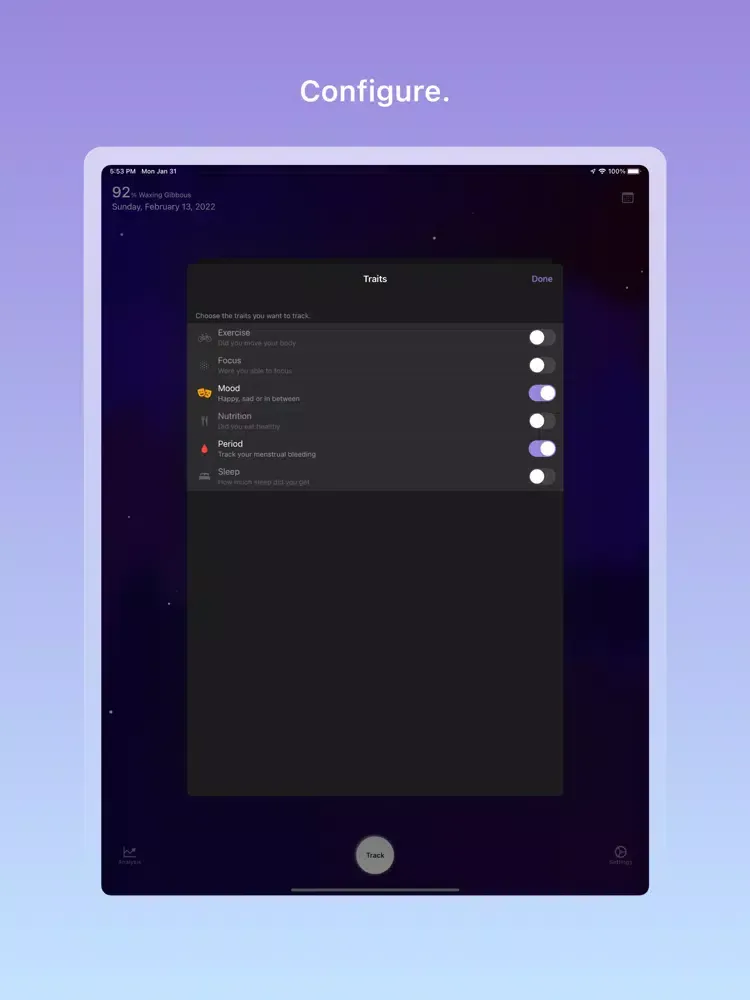 Capturas de pantalla de Moon Health iPad 