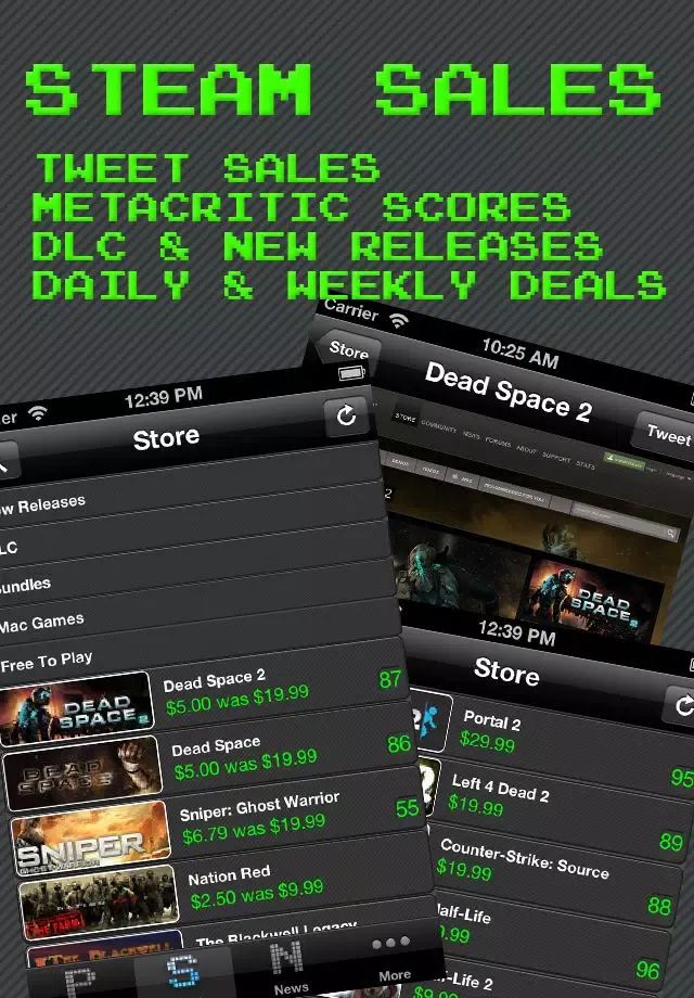 Capturas de tela do GameTabs: Steam Deals, Friends List, Achievements and News