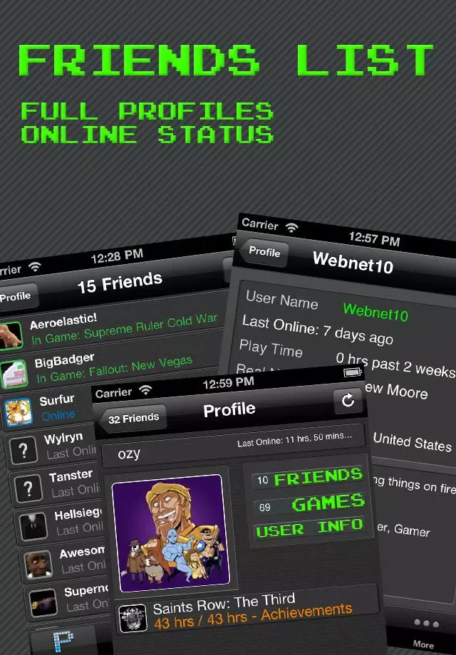 Capturas de tela do GameTabs: Steam Deals, Friends List, Achievements and News