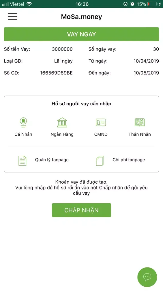 Capturas de tela do Mosa - Vay tiền Online