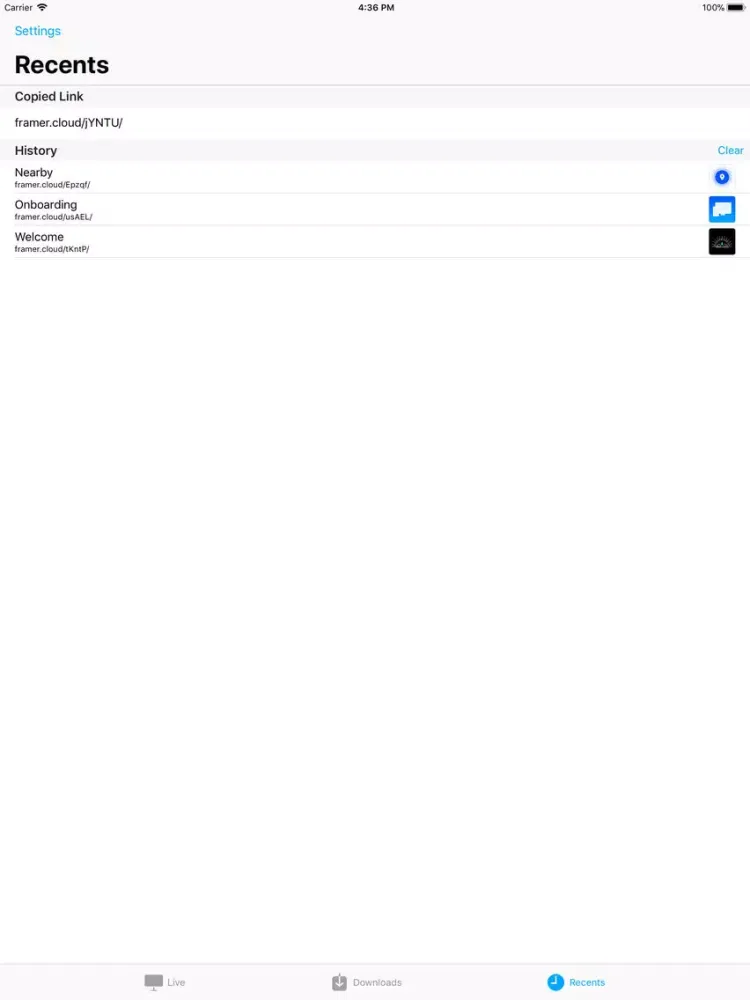 Скриншоты Framer Preview iPad 