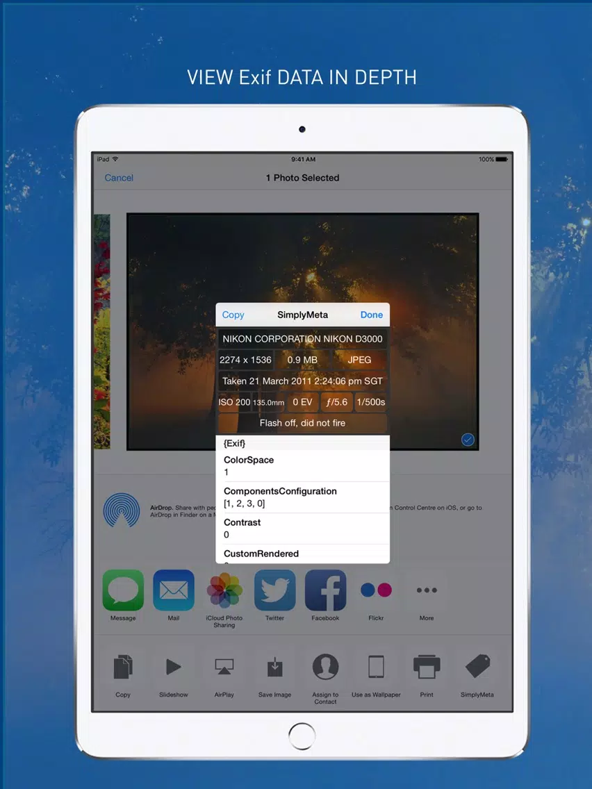 Tangkapan skrin SimplyMeta iPad 