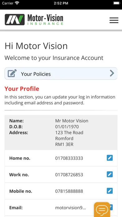 Motor Vision Insurance Ekran Görüntüleri