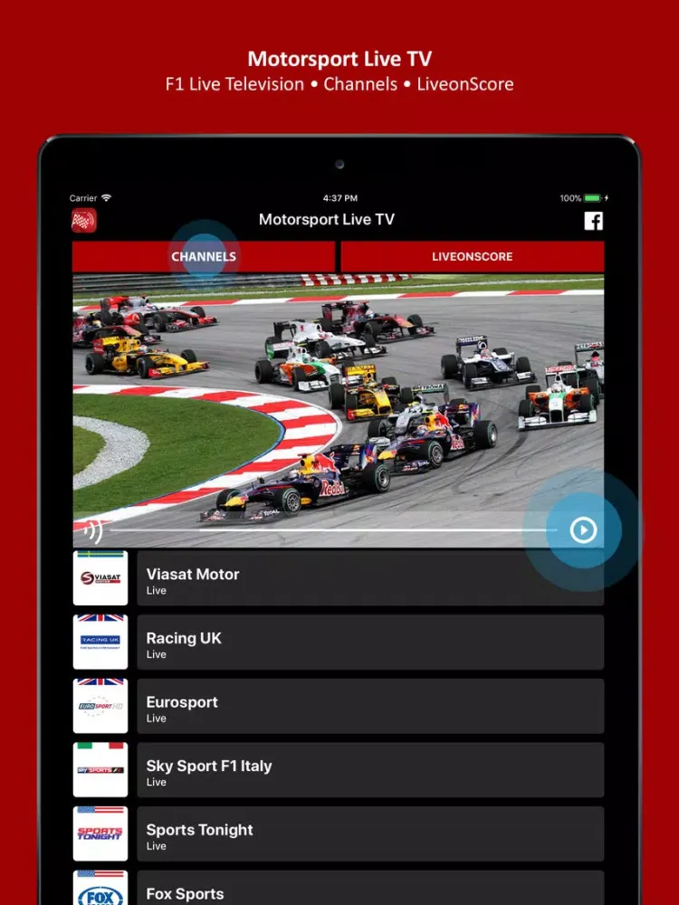 Captures d'écran de Motorsport Live TV - FI TV iPad 