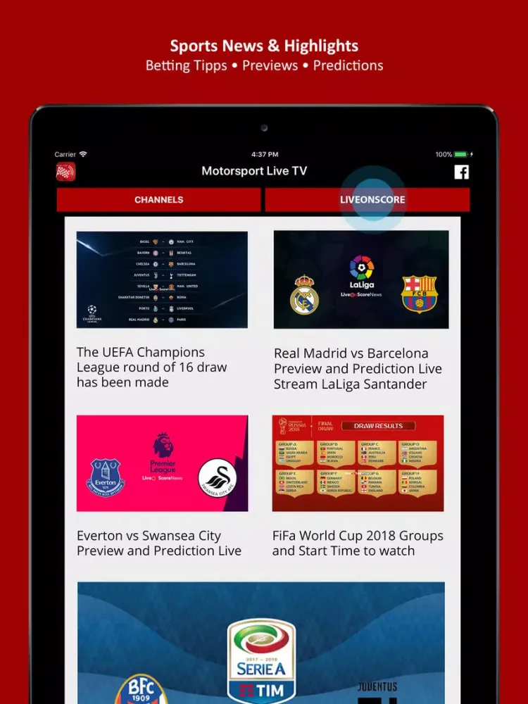 Captures d'écran de Motorsport Live TV - FI TV iPad 