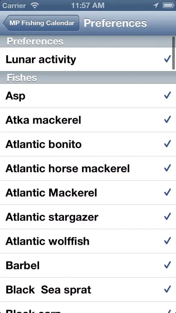 Zrzuty ekranu MP Fishing Calendar