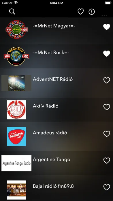 Zrzuty ekranu HUN RADIO