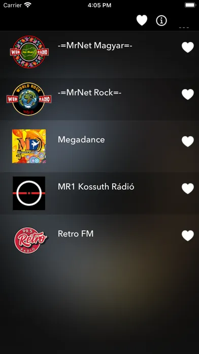 Zrzuty ekranu HUN RADIO