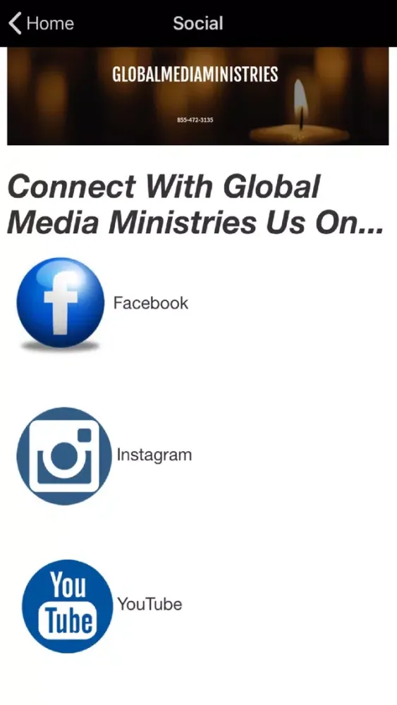 Capturas de tela do Global Media Ministries