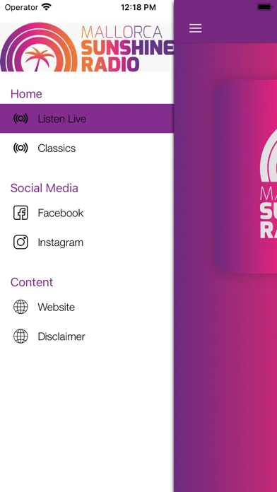 Capturas de tela do Mallorca Sunshine Radio