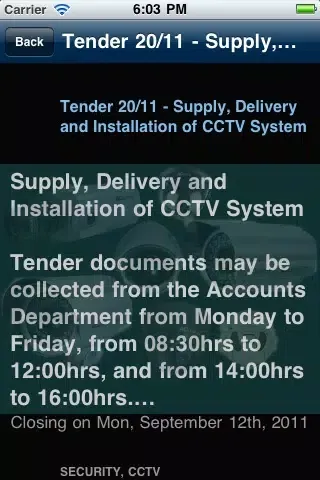 Tangkapan layar tenders