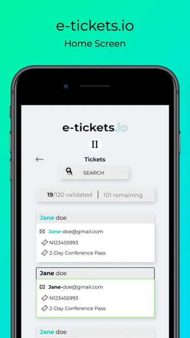 e-tickets.io scanner 스크린샷