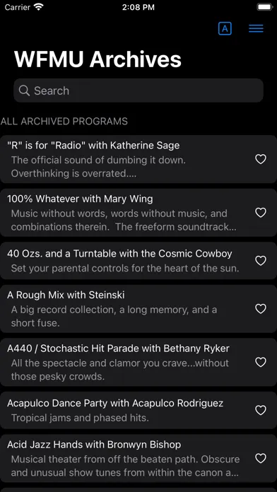 Tangkapan skrin WFMU Archive Bunker