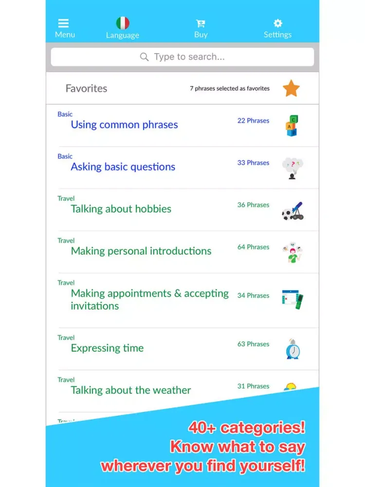 Скриншоты Benry Travel | 1000+ French and Italian travel phrases so you can travel with confidence! iPad 